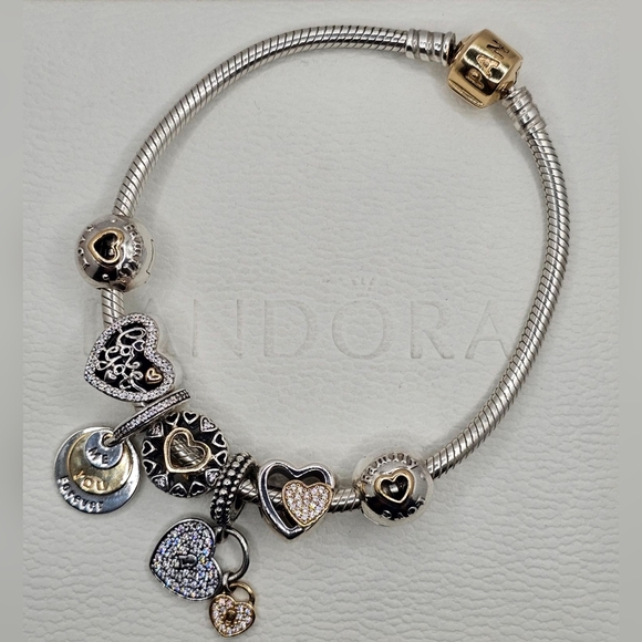 ♥️ 8pc Authentic Pandora LOVE BRACELET GIFT 🎁 SET With 14k GOLD - Picture 2 of 14